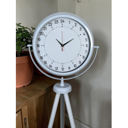 Mey İthalat® Beyaz 24 Saat Göstergeli Tripod Ayaklı Saat