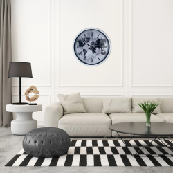 Mey İthalat® Beyaz 36 Cm Dünya Haritalı Tasarım Duvar Saati