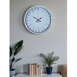 Mey İthalat® Beyaz 40 Cm Metal 24 Saat Göstergeli Özel Tasarım Duvar Saati