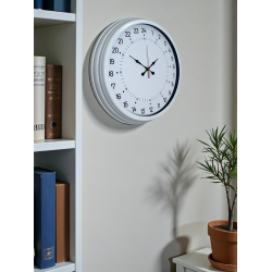 Mey İthalat® Beyaz 40 Cm Metal 24 Saat Göstergeli Özel Tasarım Duvar Saati