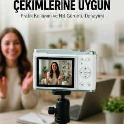 Mey İthalat® Beyaz 4K Dijital Kamera 2.4 İnç HD Ekran ve LED Flaşlı