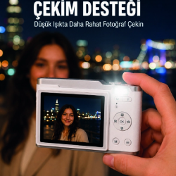 Mey İthalat® Beyaz 4K Video Kayıtlı 48 MP Dijital Fotoğraf Makinesi Otomatik Odaklama
