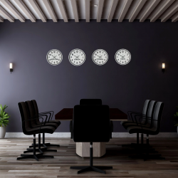 Mey İthalat® Beyaz 4’lü Dünya Saatleri Seti 36 cm – Otel & Ofis Tipi