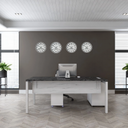 Mey İthalat® Beyaz 4’lü Dünya Saatleri Seti 36 cm – Otel & Ofis Tipi