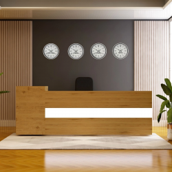 Mey İthalat® Beyaz Dekoratif 4’lü Dünya Saatleri Seti 36 cm – Otel & Ofis Tipi