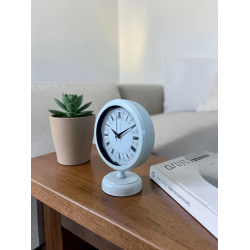 Mey İthalat® Beyaz Dekoratif Desenli 25 x 20 Cm Metal Masa Saati