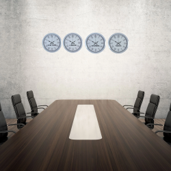 Mey İthalat® Beyaz Elite Roma 4’lü Metal 36 cm Dünya Duvar Saati