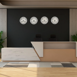 Mey İthalat® Beyaz Premium Set 4’lü Metal 36 cm Dünya Duvar Saatleri