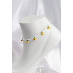 Mey İthalat® Beyaz Renk Boncuklu Papatya Motifli Halhal