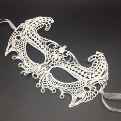 Mey İthalat® Beyaz Renk Dantel Kesim Dantel İşlemeli Balo Parti Maskesi 1 No