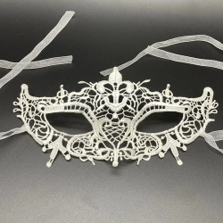 Mey İthalat® Beyaz Renk Dantel Kesim Dantel İşlemeli Balo Parti Maskesi 2 No