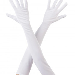 Mey İthalat® Beyaz Renk Dirseğe Kadar Uzun Kumaş Eldiven 40 cm