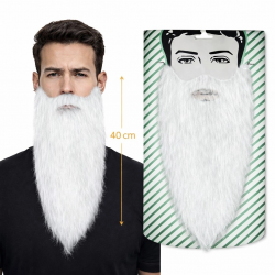 Mey İthalat® Beyaz Renk Lastikli Uzun Takma Sakal 40 cm