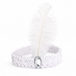 Mey İthalat® Beyaz Tüylü Retro Çarliston Saç Bandı - 70-80-90’lar Parti Tacı