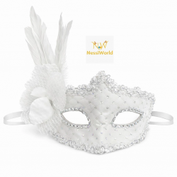 Mey İthalat® Beyaz Tüylü Venedik Lüks Balo Maskesi