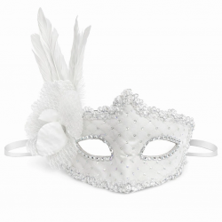 Mey İthalat® Beyaz Tüylü Venedik Lüks Balo Maskesi