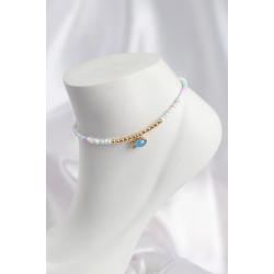 Mey İthalat® Beyaz ve Karışık Renk Boncuklu Balık Figürlü Halhal