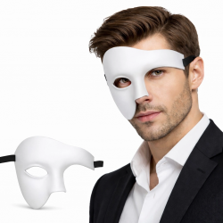 Mey İthalat® Beyaz Yarım Erkek Maske – Phantom Parti & Balo Maskesi