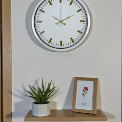 Mey İthalat® Beyaz Zarafet 40 Cm Metal Duvar Saati