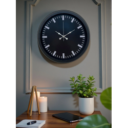 Mey İthalat® Black Baseline 40 Cm Metal Duvar Saati