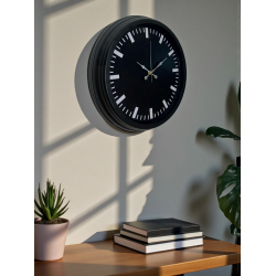 Mey İthalat® Black Baseline 40 Cm Metal Duvar Saati