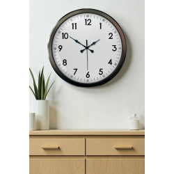 Mey İthalat® Black Classic 52 Cm Metal Modern Ve Şık Duvar Saati