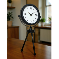 Mey İthalat® Black Elegant Metal Üç Ayaklı Masa Saati