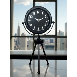 Mey İthalat® Black Luxury Modern Üç Ayaklı Metal Masa Saati