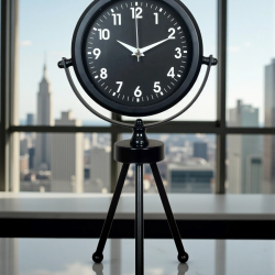 Mey İthalat® Black Luxury Modern Üç Ayaklı Metal Masa Saati