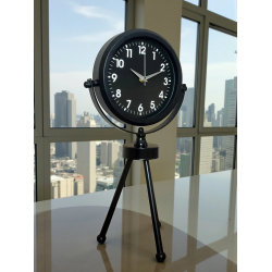 Mey İthalat® Black Luxury Modern Üç Ayaklı Metal Masa Saati