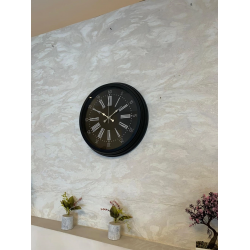 Mey İthalat® Black Noble 40 Cm Metal Modern Duvar Saati