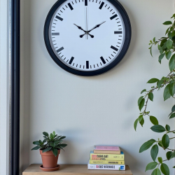 Mey İthalat® Black & White Baseline 40 Cm Metal Duvar Saati