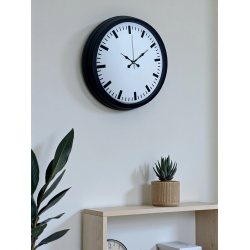 Mey İthalat® Black & White Baseline 40 Cm Metal Duvar Saati