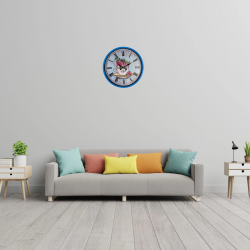 Mey İthalat® Blue Flower 36 Cm Mavi Duvar Saati