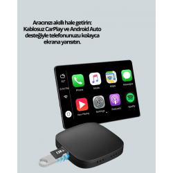Mey İthalat® Bluetooth 5.0 Kablosuz Android Auto Araç İçi Adaptör Yeni Nesil