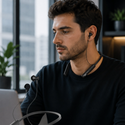 Mey İthalat® Bluetooth 5.4 Boyun Askılı Kulaklık Manyetik Kulaklıklı Type C Şarjlı