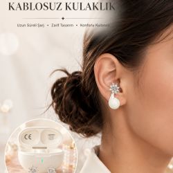 Mey İthalat® Bluetooth Bağlantılı Küpeli Kablosuz Kulaklık Uzun Pil Ömrü