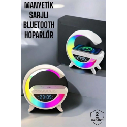 Mey İthalat® Bluetooth Hoparlör 15W Kablosuz Hızlı Şarj LED Gece Lambası