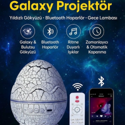 Mey İthalat® Bluetooth Hoparlörlü RGB Gece ası – Dinazor yumurtası Işıklı, Uzaktan Kumandalı Dekor a