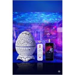Mey İthalat® Bluetooth Hoparlörlü RGB Gece ası – Dinazor yumurtası Işıklı, Uzaktan Kumandalı Dekor a