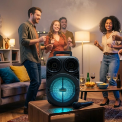 Mey İthalat® Bluetooth Taşınabilir Karaoke Hoparlör 6.5 İnç Mikrofonlu RGB Işıklı USB TF Kart Destekli