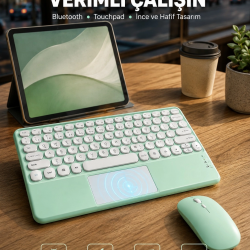 Mey İthalat® Bluetooth Touchpad Klavye Ultra İnce Taşınabilir Q Klavye Yeni Nesil