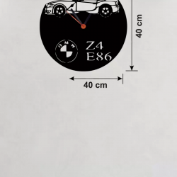 Mey İthalat® BMW Z4 E86 Tasarım Ahşap Duvar Saati - 40x40 cm Lazer Kesim Dekoratif
