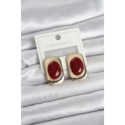 Mey İthalat® Bordo Renk Kare Model Vintage Kadın Küpe