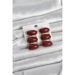 Mey İthalat® Bordo Vintage Model Gold Renk Kadın Küpe