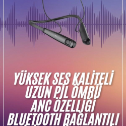 Mey İthalat® Boyun Askılı 100 Saat Kablosuz Kulaklık Göstergeli Bluetooth Kulaklık
