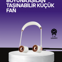 Mey İthalat® Boyun Askılı Katlanabilir Fan 1000 mAh USB Şarjlı Taşınabilir
