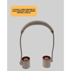 Mey İthalat® Boyun Askılı Katlanabilir Fan 1000 mAh USB Şarjlı Taşınabilir
