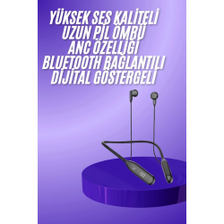 Mey İthalat® Boyun Bantlı Kablolu Yüksek Ses Kaliteli Bluetooth Kulaklık Uzun Pil Ömrü 100 saat sarj