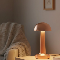 Mey İthalat® Bronz Dokunmatik Masa Lambası 3 Renk LED Şarjlı Kablosuz USB Çıkışlı